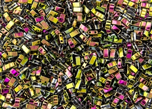 Miyuki Half Tila Bricks 2.5x5mm Glass Beads - Black Vitrail #TLH55109