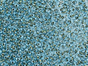 3MM Magatama Toho Japanese Seed Beads - Gold Lined Aqua #284