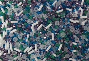 Toho Seed Bead Mix - Fuji - White/Green/Blue/Purple Mix - 6/0 8/0 11/0 Bugles Hex #3229