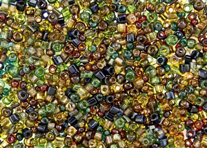 Toho Seed Bead Mix - Hybrid Transparent Picasso Shapes Mix 6/0, 8/0 Hex, 3mm Cube, Bugle and Magatama