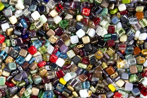 CzechMates 6mm Tiles Czech Glass Beads - 100 Pieces Assorted Mix