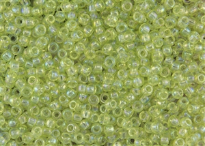 6/0 Toho Japanese Seed Beads - Dyed Pale Lime Rainbow #173