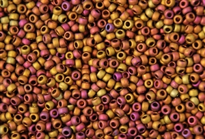 6/0 Toho Japanese Seed Beads - Raku Copper Gold Iris Metallic Matte #514F