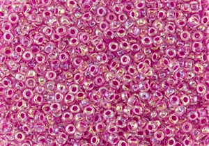 6/0 Toho Japanese Seed Beads - Hot Pink Lined Crystal Rainbow #785