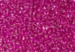 6/0 Toho Japanese Seed Beads - Dark Pink Lined Crystal Rainbow #790