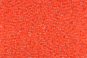 6/0 Toho Japanese Seed Beads - Luminous Neon Salmon Orange Lined Crystal #803