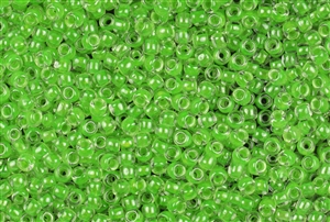 6/0 Toho Japanese Seed Beads - Opaque Neon Green Lined Crystal #805