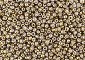 6/0 Toho Japanese Seed Beads - White 24K Gold Gilded Marbled #1700