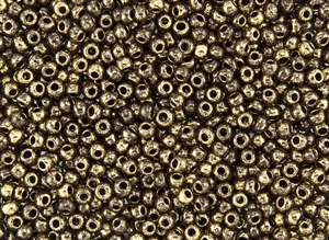 6/0 Toho Japanese Seed Beads - Brown 24K Gilded Marbled Opaque #1705