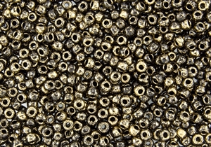 6/0 Toho Japanese Seed Beads - Black 24K Gilded Marbled Opaque #1706