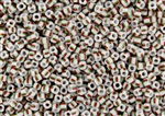 6/0 Toho Japanese Seed Beads - Opaque White Green Red Stripe Christmas #L4-105