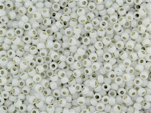 6/0 Toho Japanese Seed Beads - PermaFinish White Opal Silver Lined #PF2100