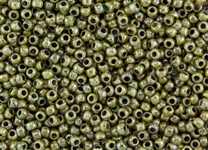 6/0 Toho Japanese Seed Beads - Hybrid Opaque Luster Green Picasso #Y182 **LAST PARTIAL TUBE (24.44 Grams) DISCONTINUED!**