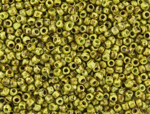 6/0 Toho Japanese Seed Beads - Hybrid Sour Green Apple Picasso #Y310