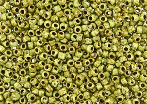 6/0 Toho Japanese Seed Beads - Hybrid Frosted Sour Apple Picasso #Y310F