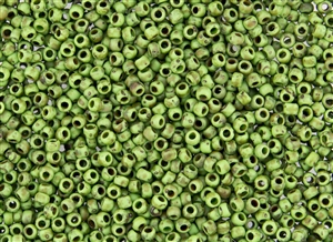 6/0 Toho Japanese Seed Beads - Hybrid Frosted Opaque Mint Green Picasso #Y321F