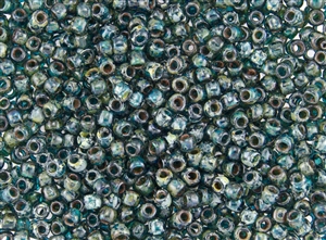 6/0 Toho Japanese Seed Beads - Hybrid Transparent Teal Picasso #Y322