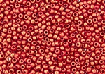 6/0 Toho Japanese Seed Beads - Hybrid Sueded Gold Opaque Pepper Red #Y623