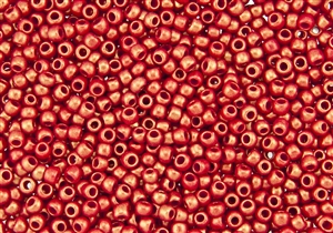 6/0 Toho Japanese Seed Beads - Hybrid Sueded Gold Opaque Pepper Red #Y623