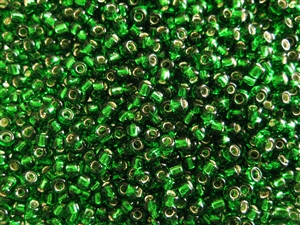 8/0 Toho Japanese Seed Beads - Bright Green Silver Lined #27B