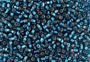 8/0 Toho Japanese Seed Beads - Blue Zircon Silver Lined Square Hole #27BDSH