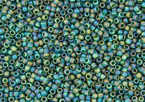 8/0 Toho Japanese Seed Beads - Emerald Transparent Rainbow Matte #179F