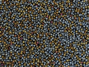 8/0 Toho Japanese Seed Beads - Galvanized Blue Gold Oceanic Metallic #721