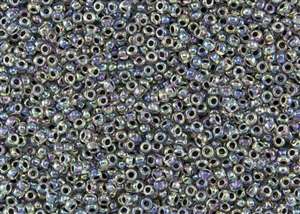 8/0 Toho Japanese Seed Beads - Dark Grey Lined Crystal Rainbow #783