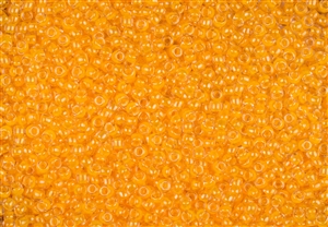 8/0 Toho Japanese Seed Beads - Opaque Neon Tangerine Lined Crystal #801