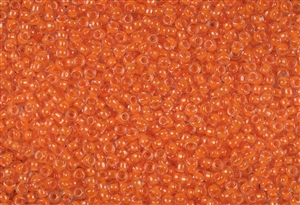 8/0 Toho Japanese Seed Beads - Opaque Neon Orange Lined Crystal #802