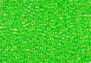 8/0 Toho Japanese Seed Beads - Opaque Neon Green Lined Crystal #805