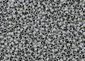 8/0 Toho Japanese Seed Beads - Black Lined Grey Ceylon Pearl #820