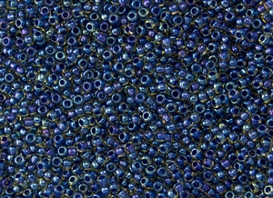 8/0 Toho Japanese Seed Beads - Dark Blue Lined Amber #929