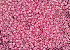8/0 Toho Japanese Seed Beads - Pink Lined Crystal #987