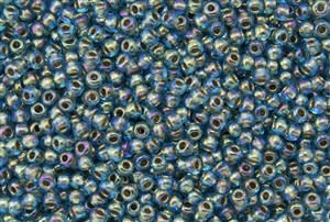 8/0 Toho Japanese Seed Beads - Aqua Bronze Lined Rainbow #995