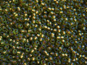 8/0 Toho Japanese Seed Beads - Bronze Lined Peridot Rainbow Matte #996F