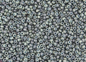 8/0 Toho Japanese Seed Beads - Blue Marbled Lt. Sea Foam Opaque #1208