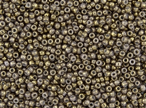 8/0 Toho Japanese Seed Beads - White 24K Gold Gilded Marbled #1700