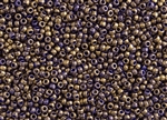 8/0 Toho Japanese Seed Beads - Blue 24K Gold Gilded Marbled #1701