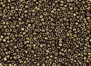 8/0 Toho Japanese Seed Beads - Brown 24K Gilded Marbled Opaque #1705