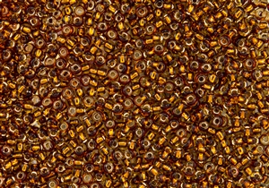 8/0 Toho Japanese Seed Beads - Dark Golden Amber Silver Lined #2152S