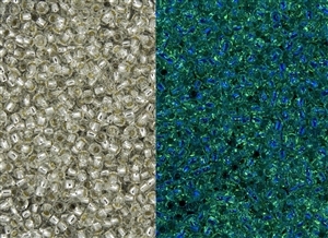 8/0 Toho Japanese Seed Beads - Glow In The Dark - Silver Lined Crystal/Green Splash #2700S