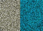 8/0 Toho Japanese Seed Beads - Glow In The Dark - Silver Lined Crystal/Blue Splash #2701S