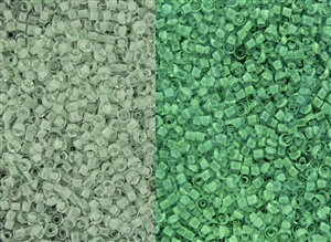 8/0 Toho Japanese Seed Beads - Glow In The Dark - Mint Green/Bright Green #2722
