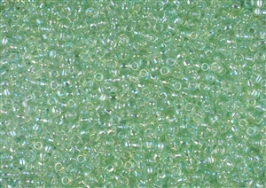 8/0 Toho Japanese Seed Beads - RE:Glass (Recycled Glass) Transparent Green Rainbow #5164