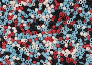 8/0 Toho Japanese Seed Beads - Black Red Turquoise and Bone Mix #CM1