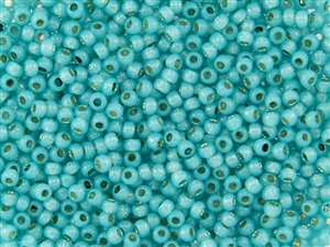 8/0 Toho Japanese Seed Beads - PermaFinish Turquoise Opal Silver Lined #PF2104