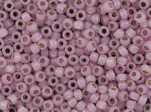 8/0 Toho Japanese Seed Beads - PermaFinish Pink Opal Silver Lined #PF2105