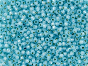8/0 Toho Japanese Seed Beads - PermaFinish Aqua Opal Silver Lined #PF2117