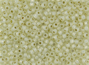 8/0 Toho Japanese Seed Beads - PermaFinish Yellow Cream Opal Silver Lined #PF2125